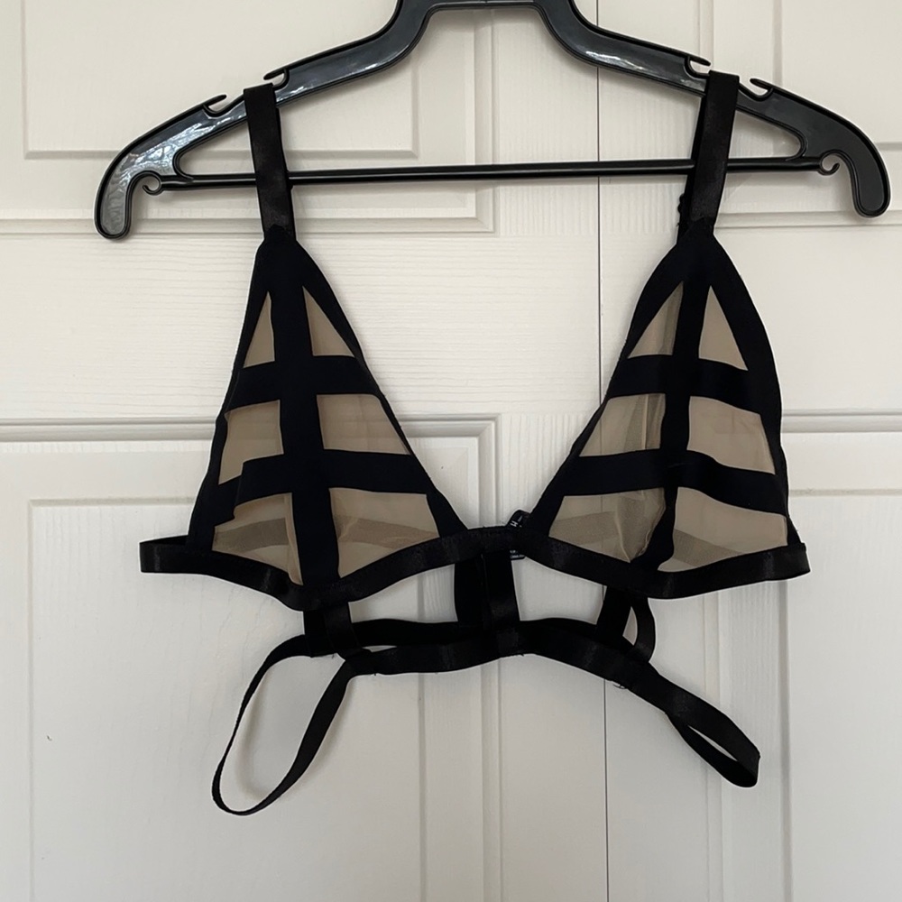 UO Out from Under Strappy Sheer Black Bralette M